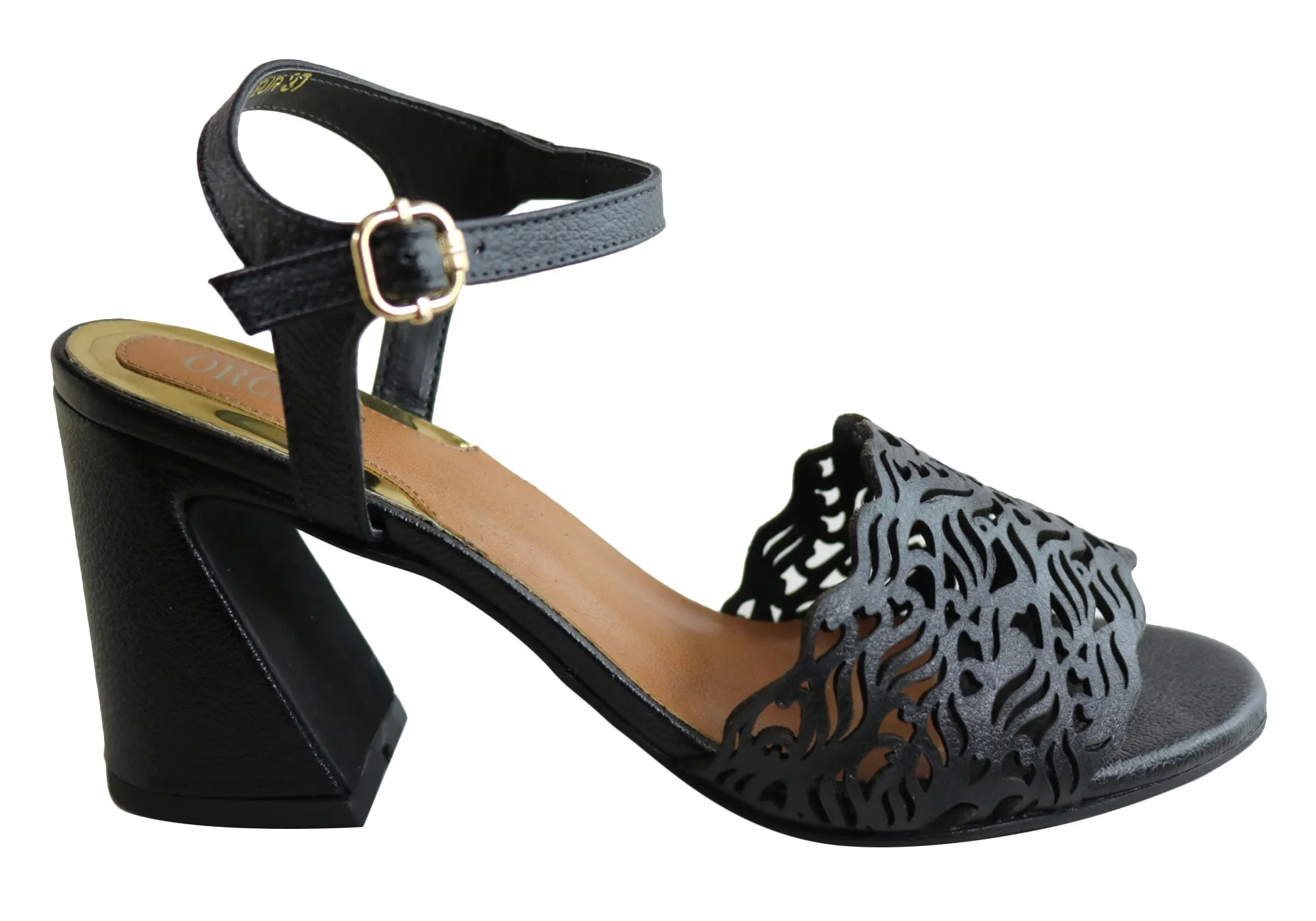 Chic Designer Heels Comfortable Arch Support Orcade Mena Womens Fashion Leather Heels Sandals Made In Brazil