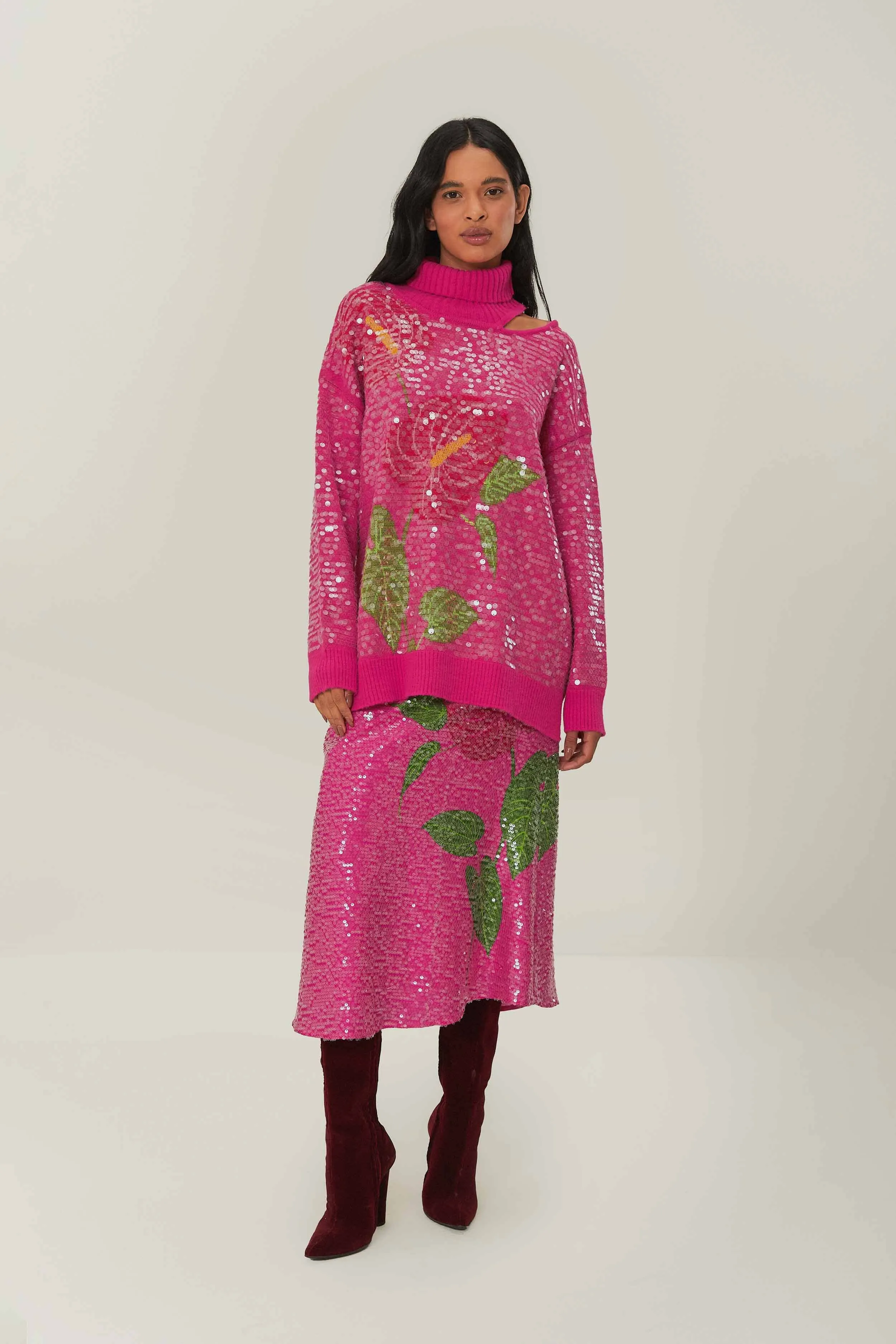 Anthurium Flowers Knit Sweater QuickDry Technology