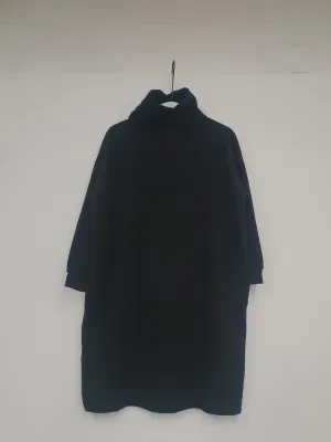 Orini Organic Cotton Felpe Dress in Black Feminine off-the-shoulder gown Dreamy Drape