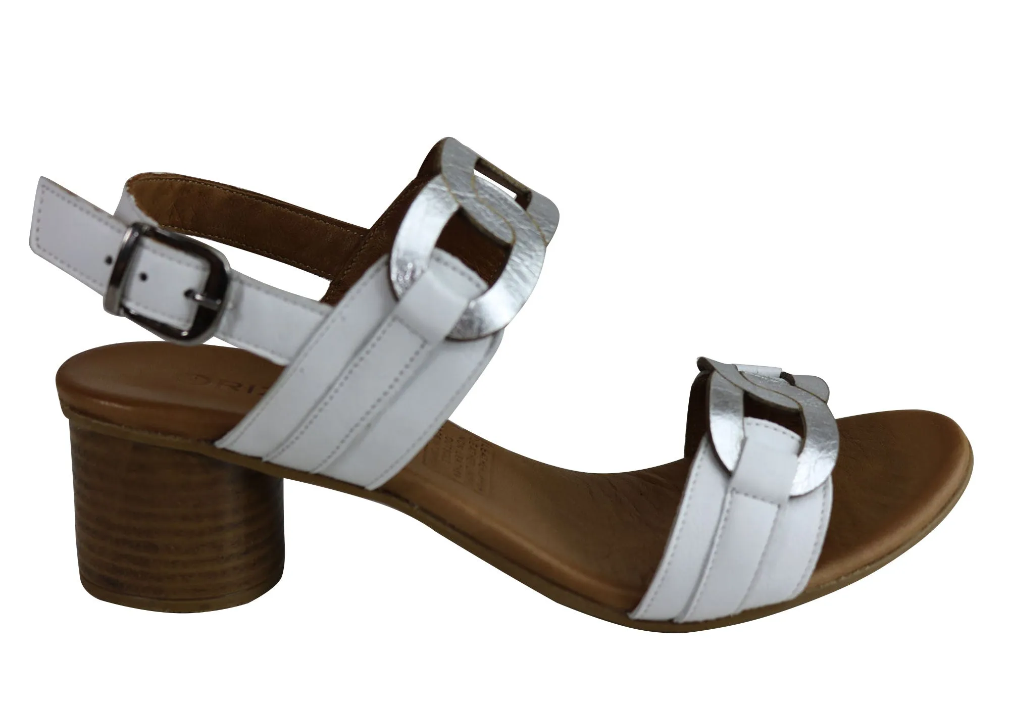 Orizonte Arlena Womens European Comfortable Leather Mid Heel Sandals Sharp Look