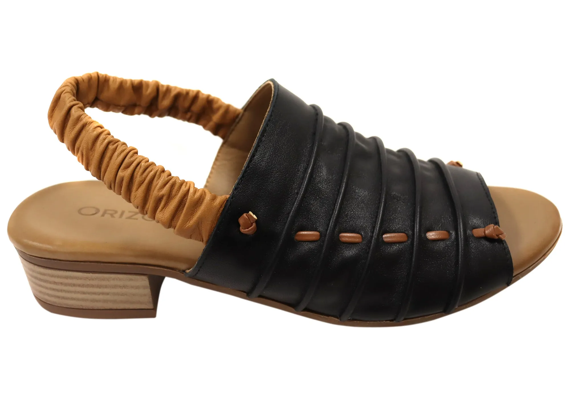 Orizonte Jara Womens European Leather Low Heel Comfortable Sandals Chic Booties Dainty Heels