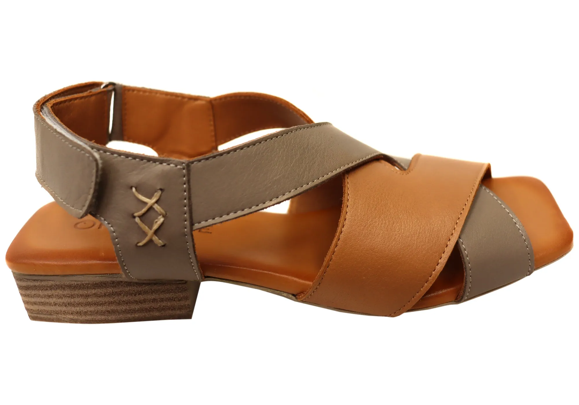 soft look Work Footwear Orizonte Rossie Womens European Comfortable Low Heel Leather Sandals