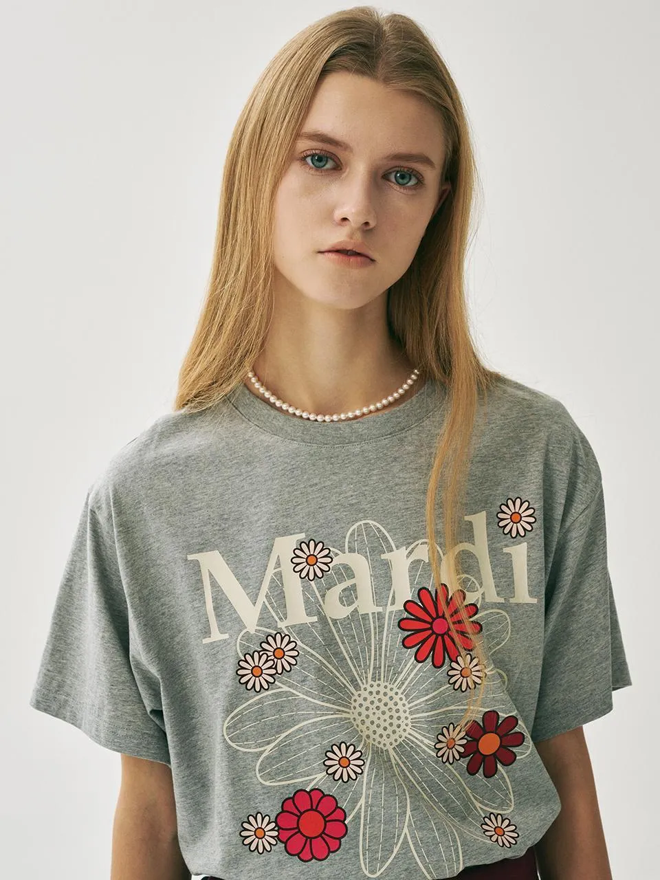 TSHIRT FLOWERMARDI BLOSSOM_GREY IVORY Casual Everyday Sustainable Fibers