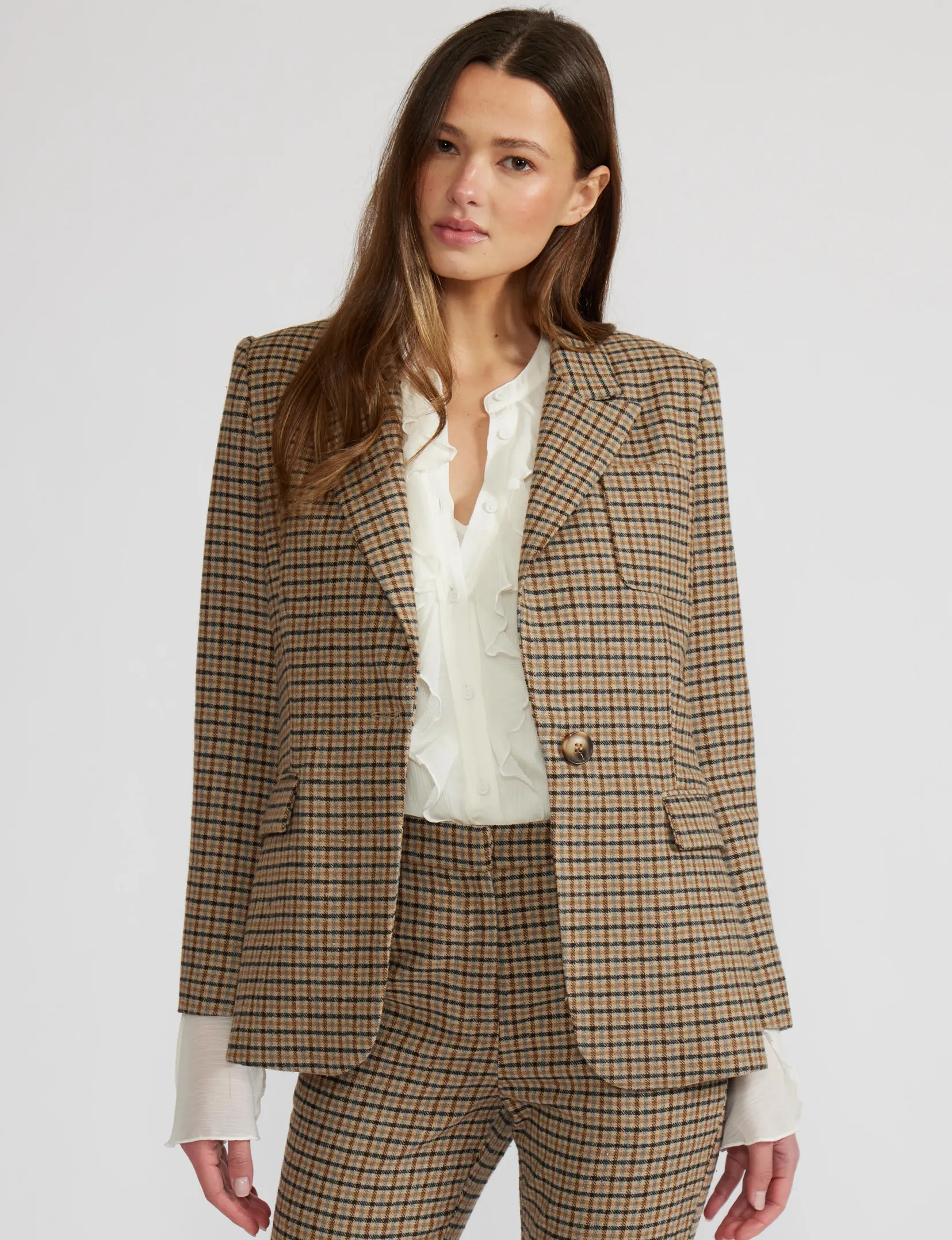 Selima Blazer, Plaid Reinforced Shoulders Cold Season
