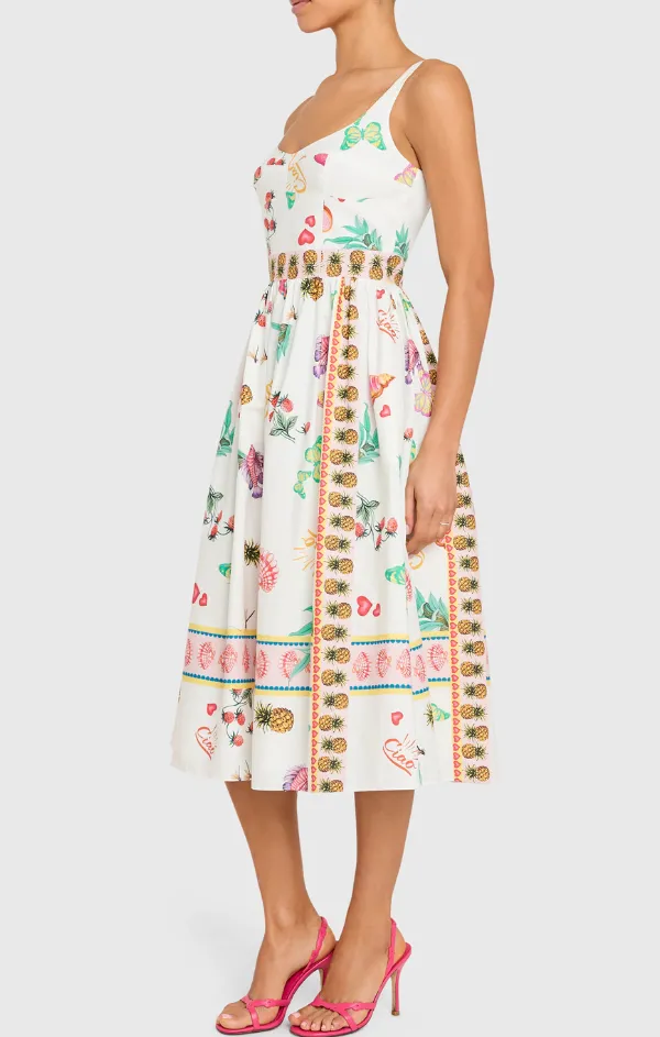 Santorini Dress in Postcard Print Comfortable and Fashionable