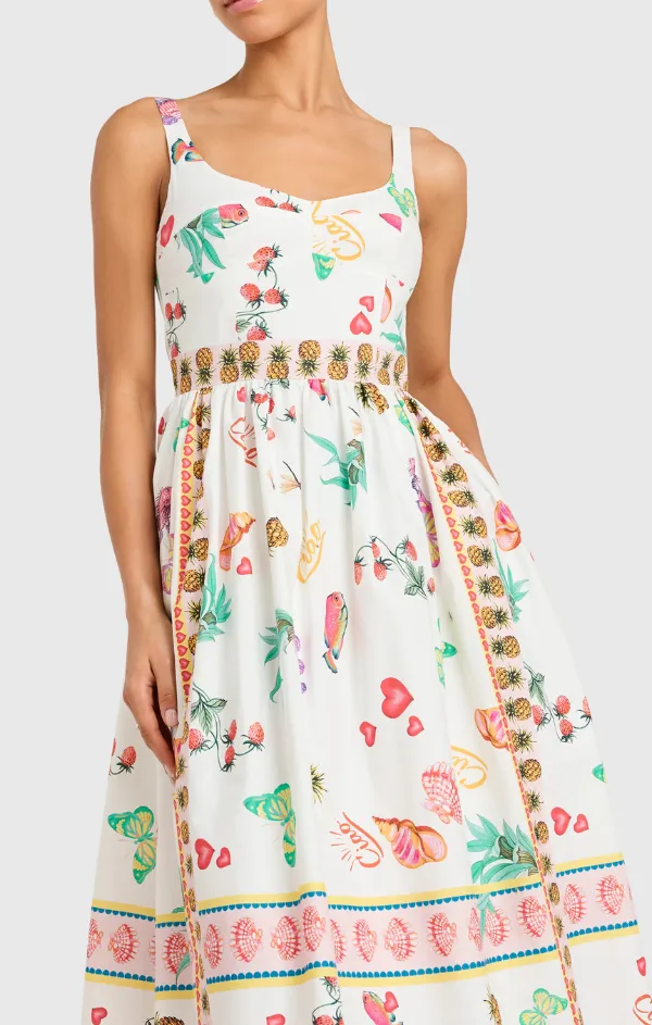 Santorini Dress in Postcard Print Essential Layer