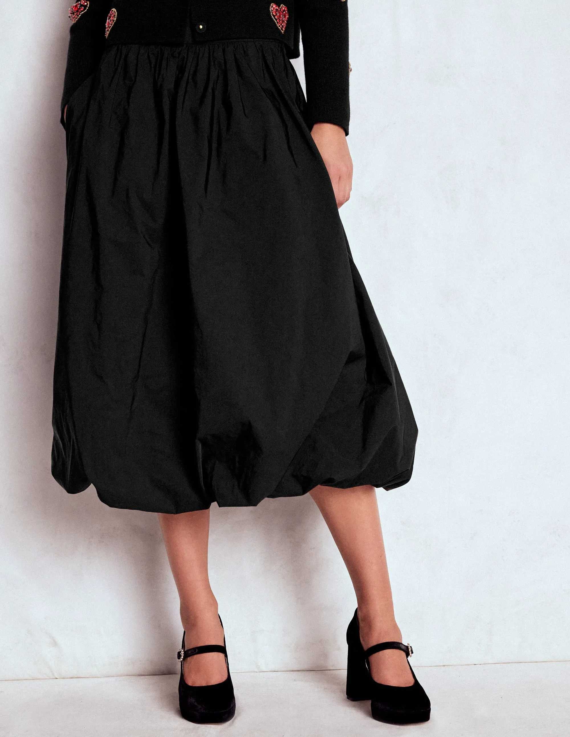 Bubble Hem Midi Skirt-Black Timeless Touch Natural Look