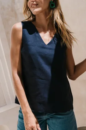 Ember Linen Cami in Navy quality service Outdoor Use