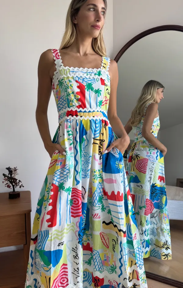 Polished Layer Ric-Rac Florence Maxi Dress