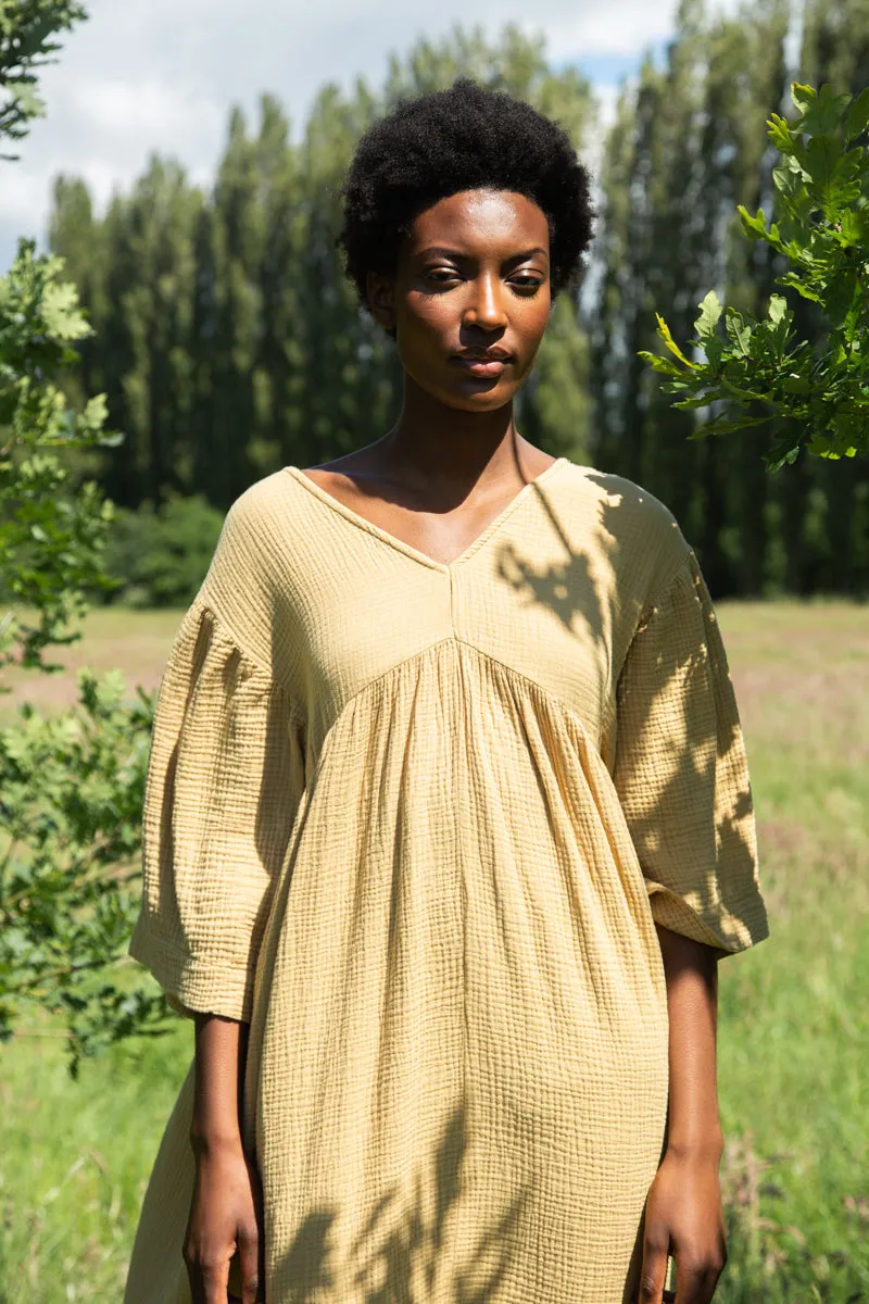 Elegant Detail Fauna Organic Cotton Dress in Straw