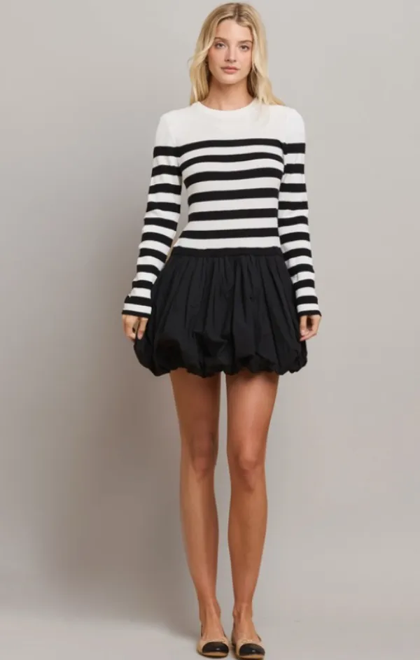 Striped Bubble Mini Dress City Ready Festival-Ready