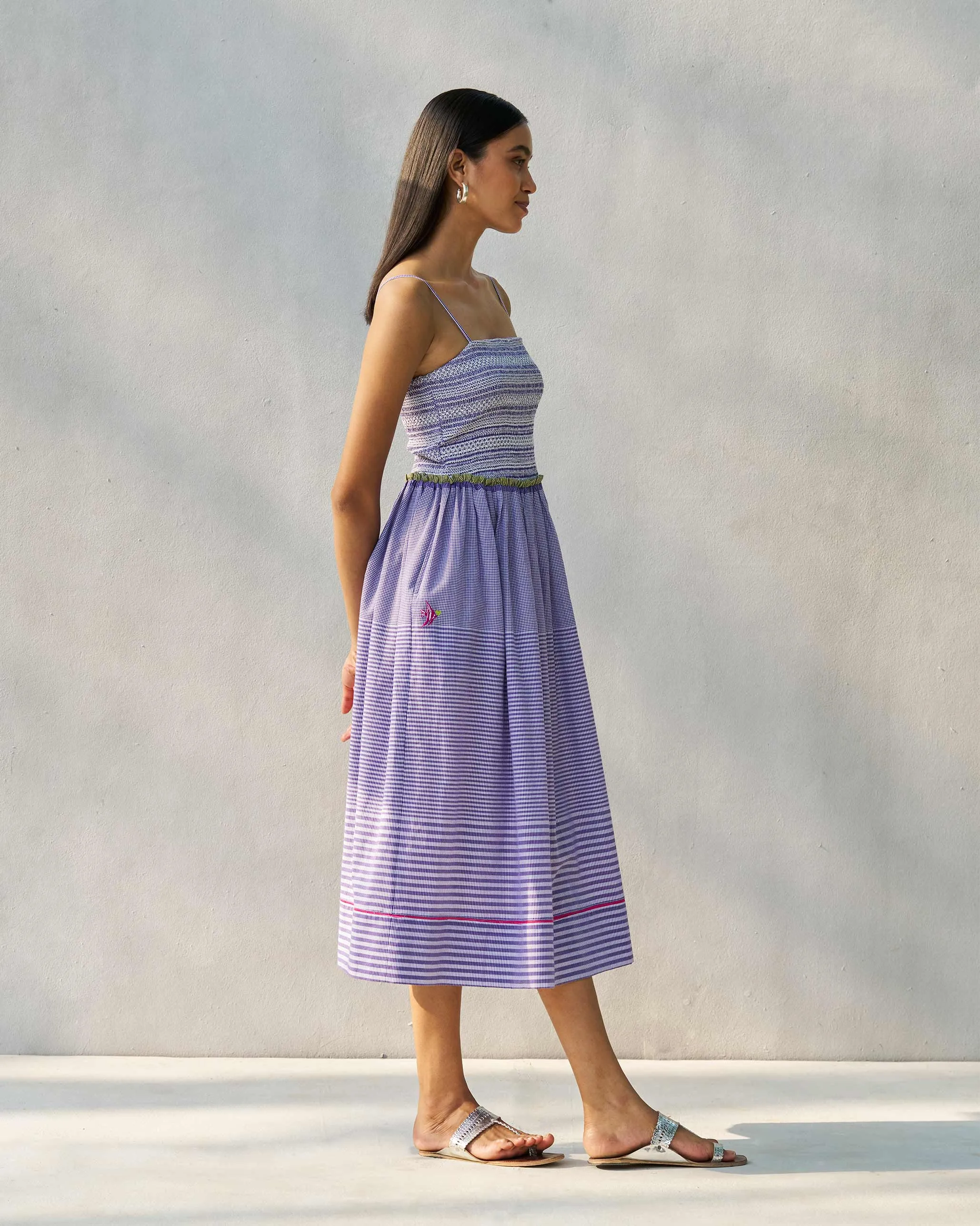 Paperbag Dress - Purple & White Cool Palette
