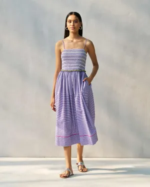 London Cool Paperbag Dress - Purple & White