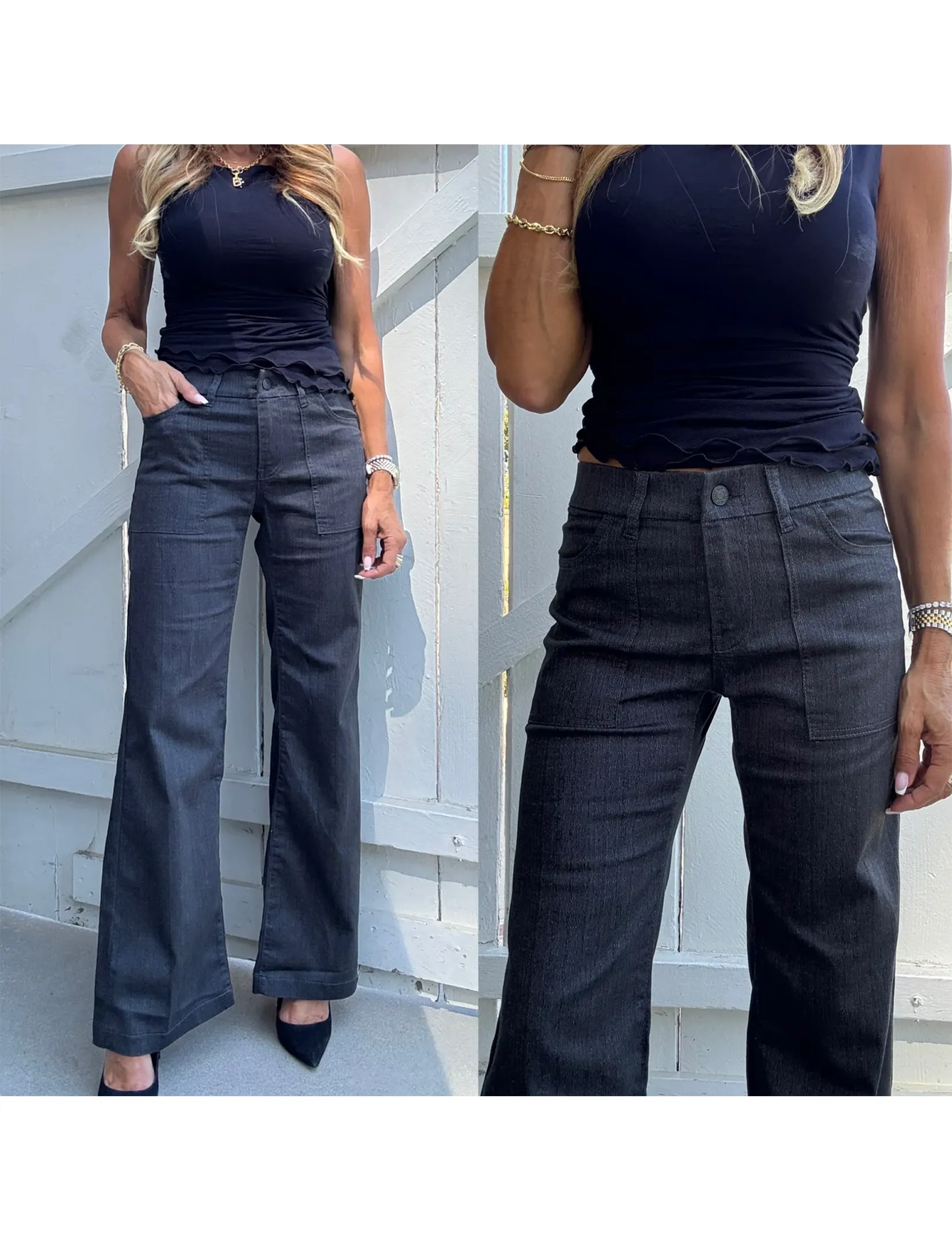 Romi Flare Pant, Black Wash Comfortable Look Durable Stitching
