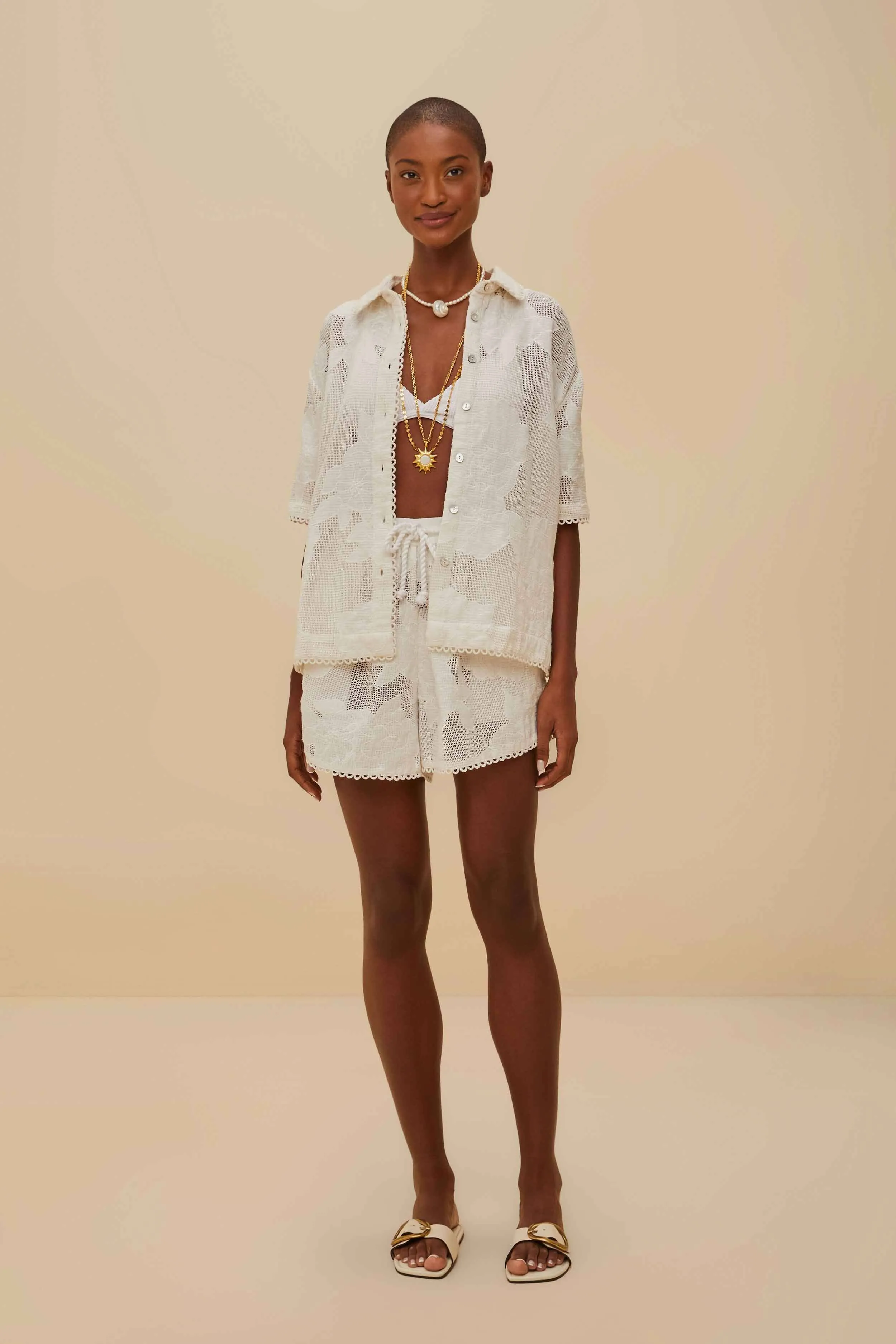 beach volleyball gear White Flower Shorts