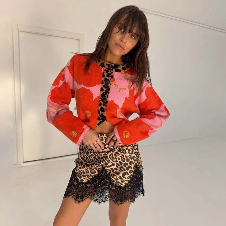 Cashmere Blend Pink Poppy Cardigan