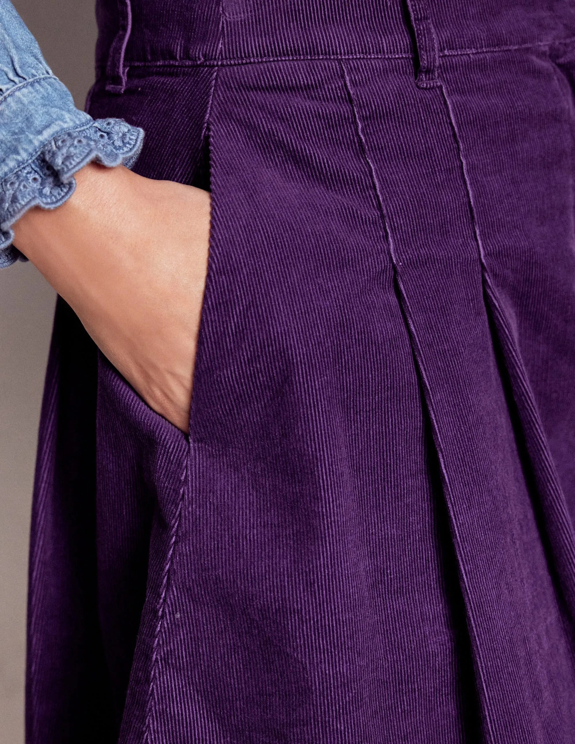 Soft Motion Pleated Cord Skirt-Mystic Purple