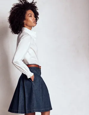 Pleated Denim Skirt-Indigo Cruise Attire music concert