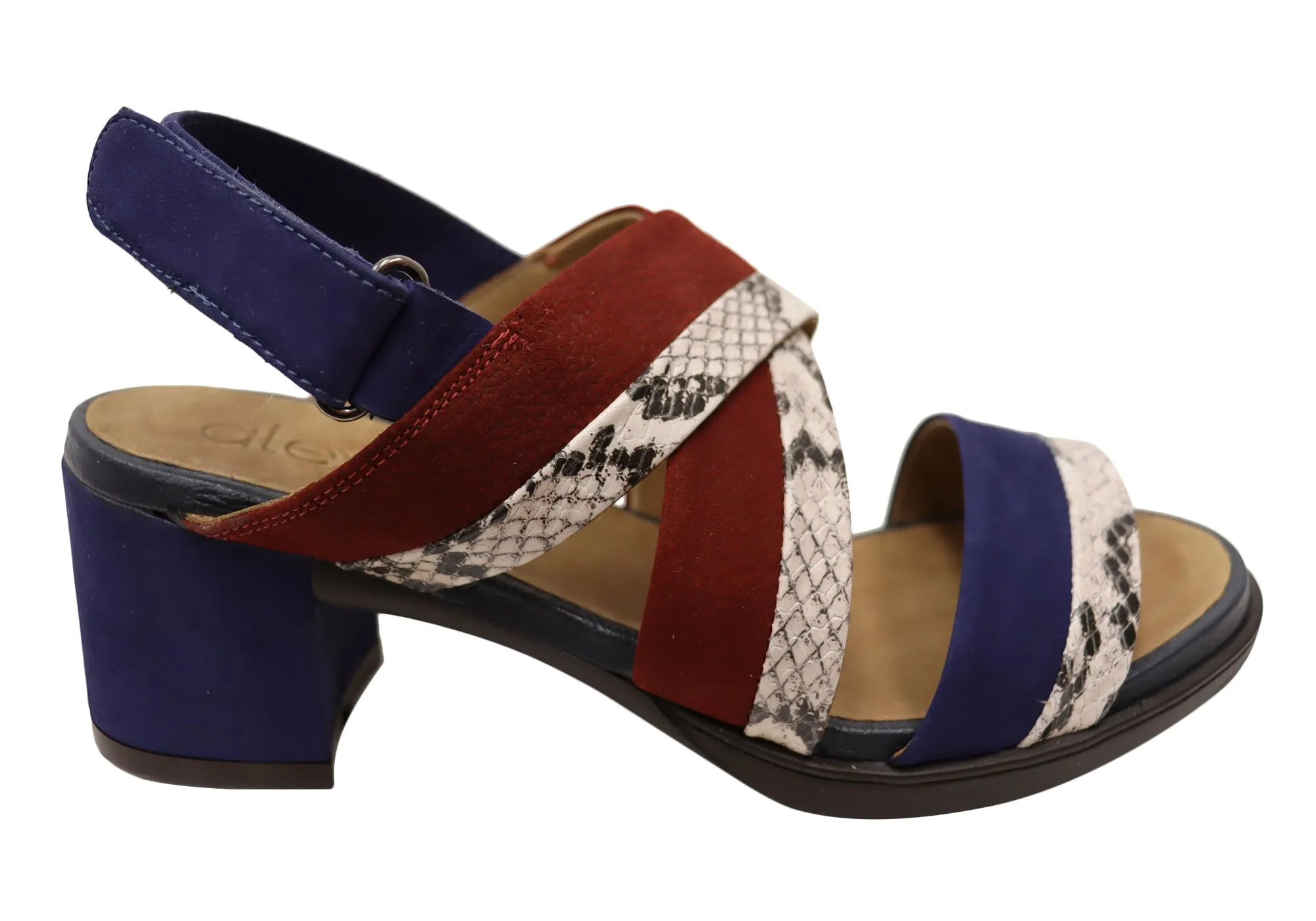 Opananken Nancie Womens Comfortable Leather Mid Heel Sandals Evening Sandals