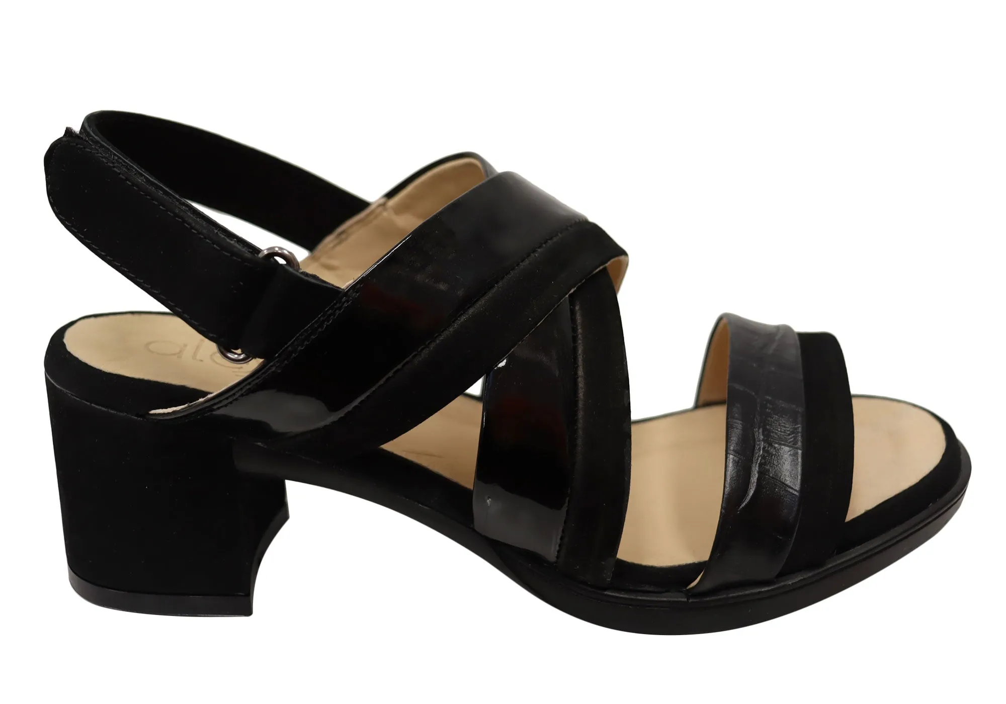 Opananken Nancie Womens Comfortable Leather Mid Heel Sandals High Fashion Shoes