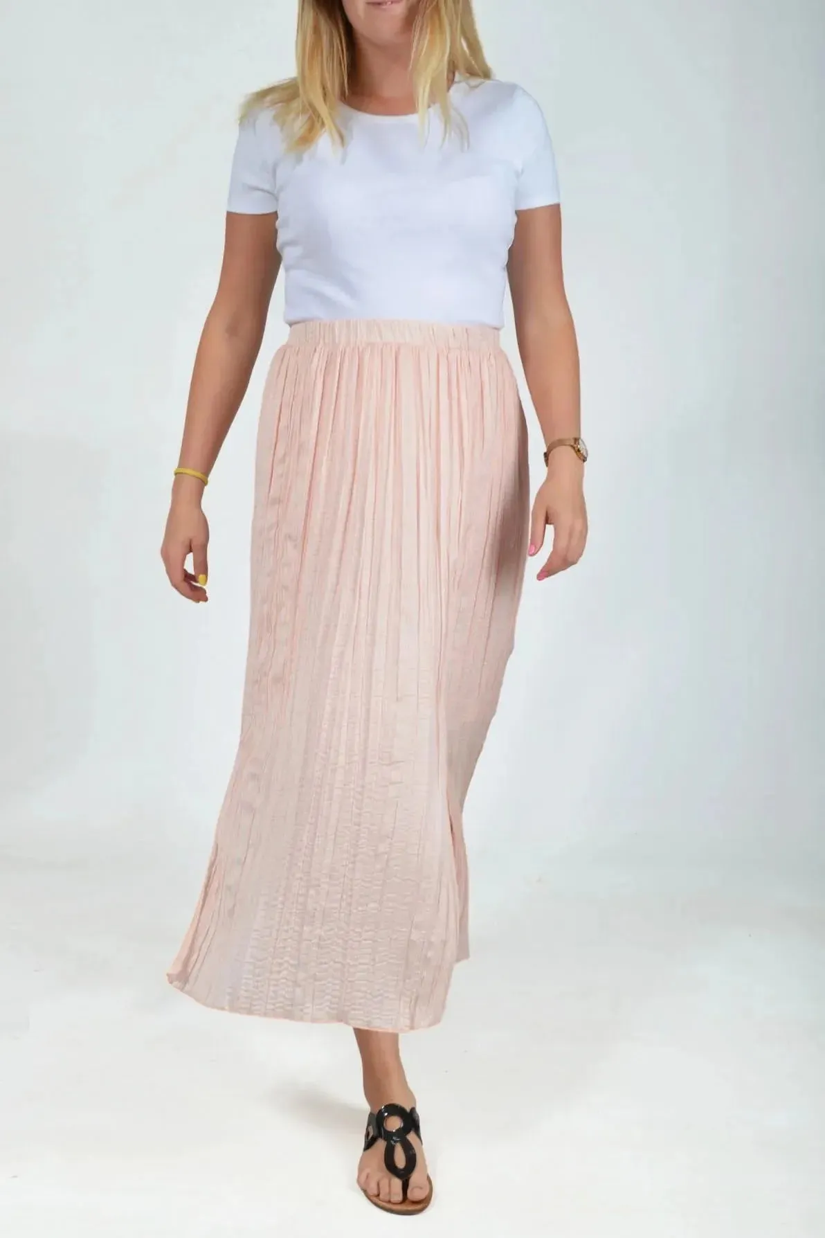 Tropical theme Wrap Closure Plisse Midi Maxi Skirt