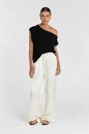 FourWay Stretch Design KERRY BLACK ASSYM KNIT TOP