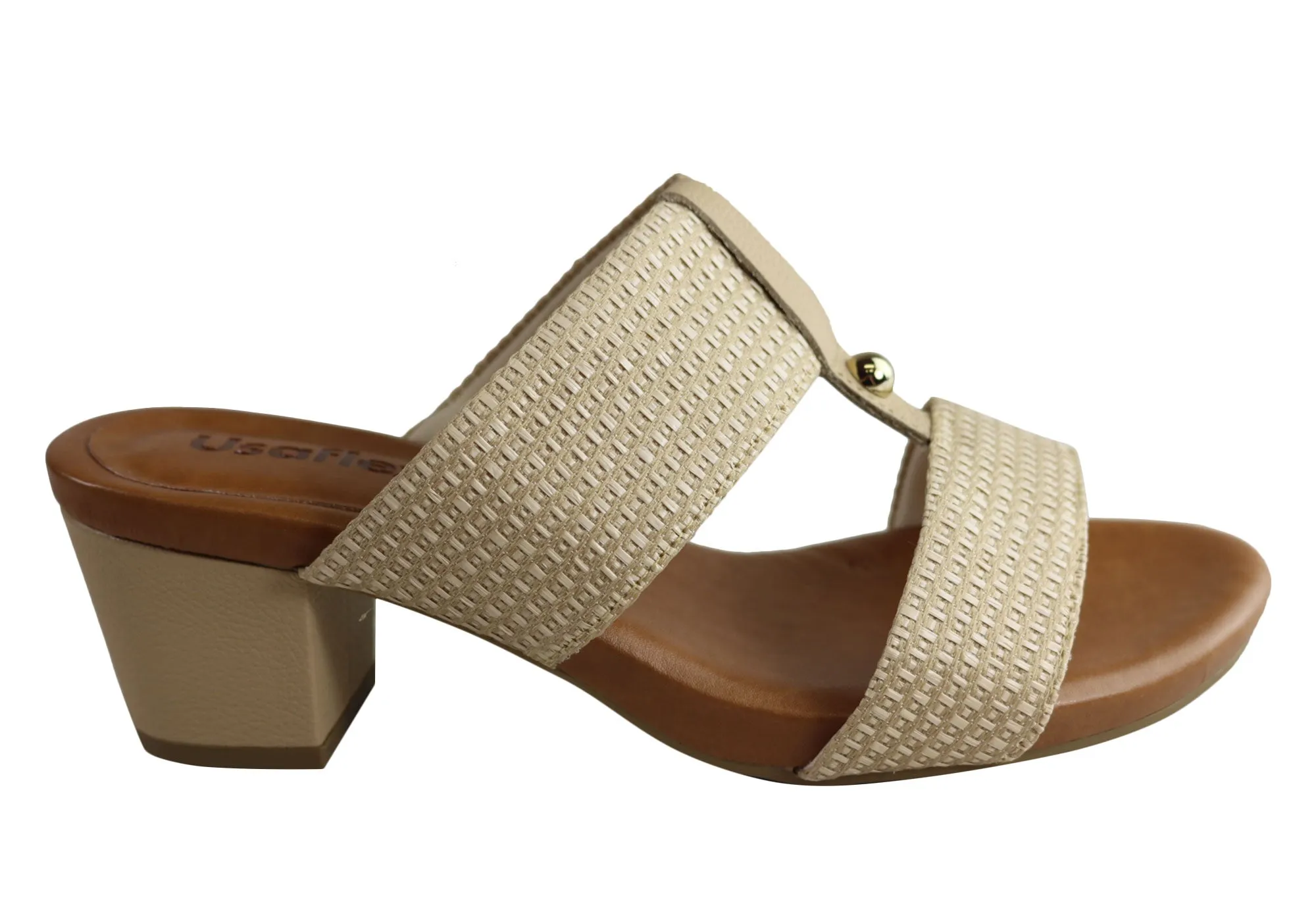 Usaflex Kandel Womens Brazilian Comfortable Cushioned Mid Heel Sandals Closed Toe Shoes Heeled Booties