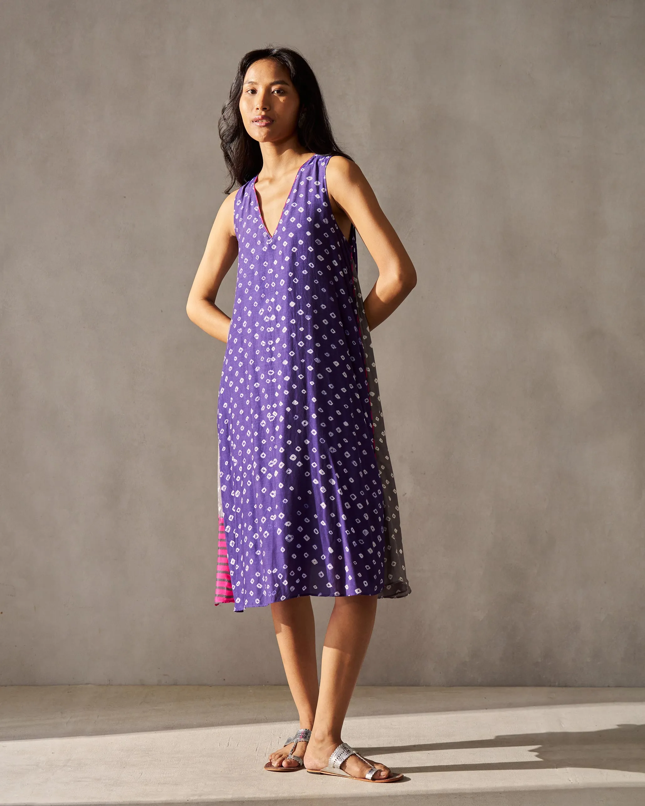Flow Gusset Dress - Purple light layering