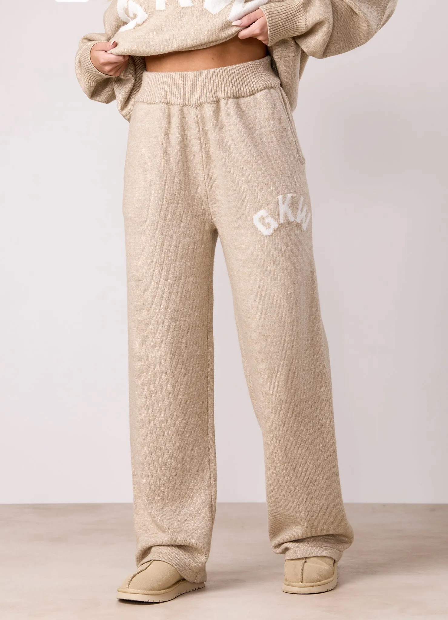 StaticDissipative Moisture Wicking Fabric Gym King Restore Knit Straight Leg Jogger - Oatmeal Marl