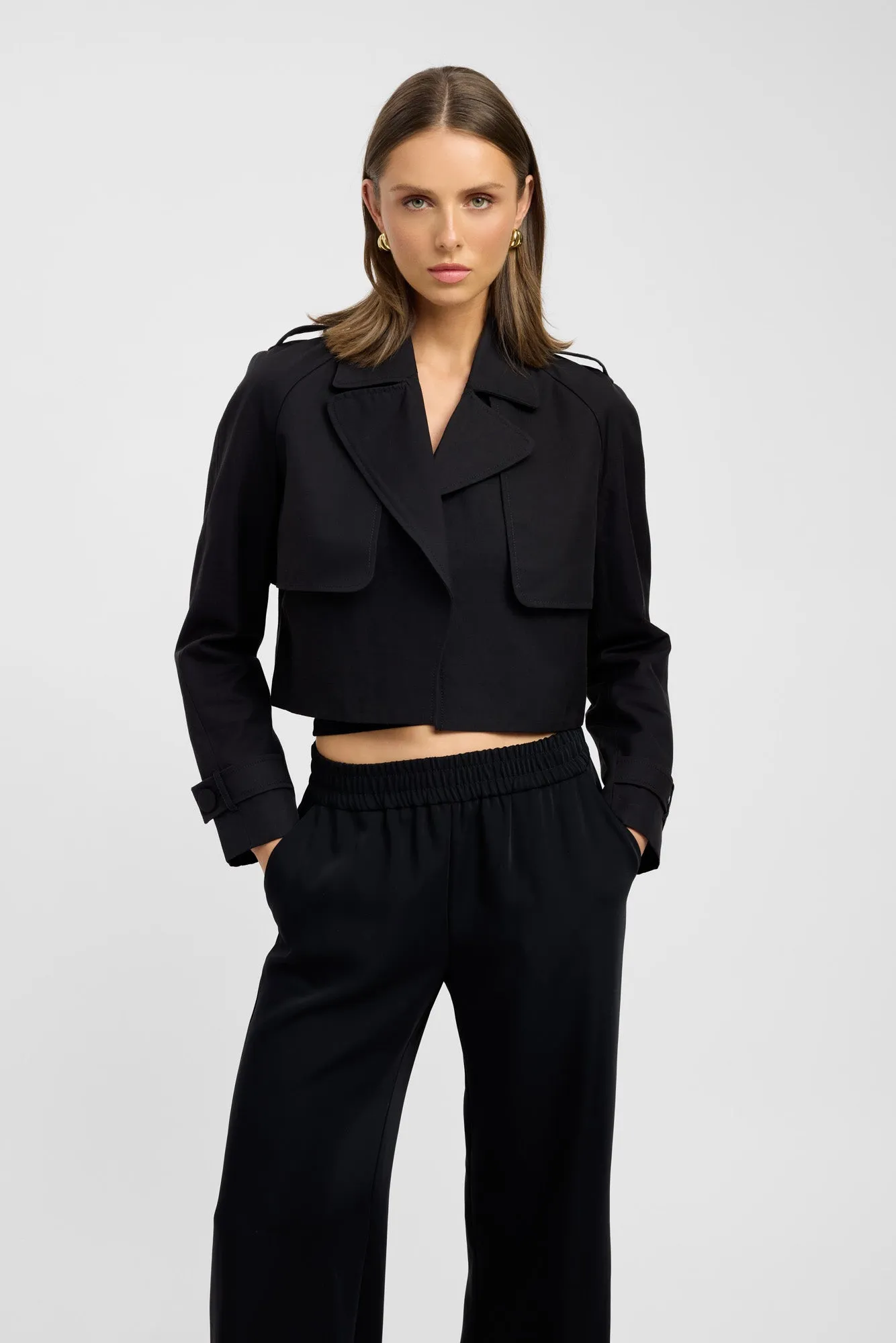 Teflon Coated Structured Casual Fit Willa Cropped Trench