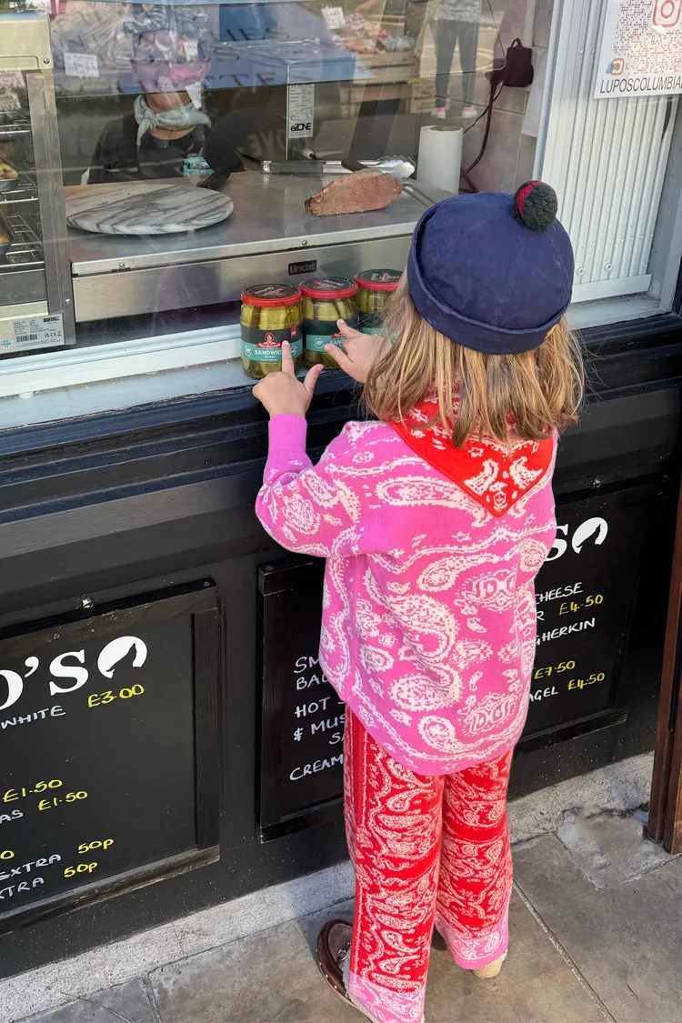 Kids Red and Pink Bandana Knitted Set Office Trend