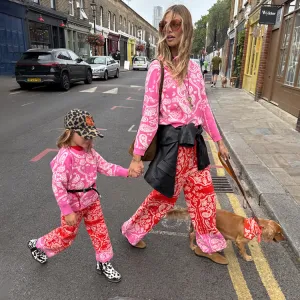 Soft Touch Durable Blends Kids Red and Pink Bandana Knitted Set