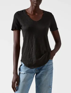 Slub Jersey V-Neck Tee, Black Cool and Chic Timeless Must-Have