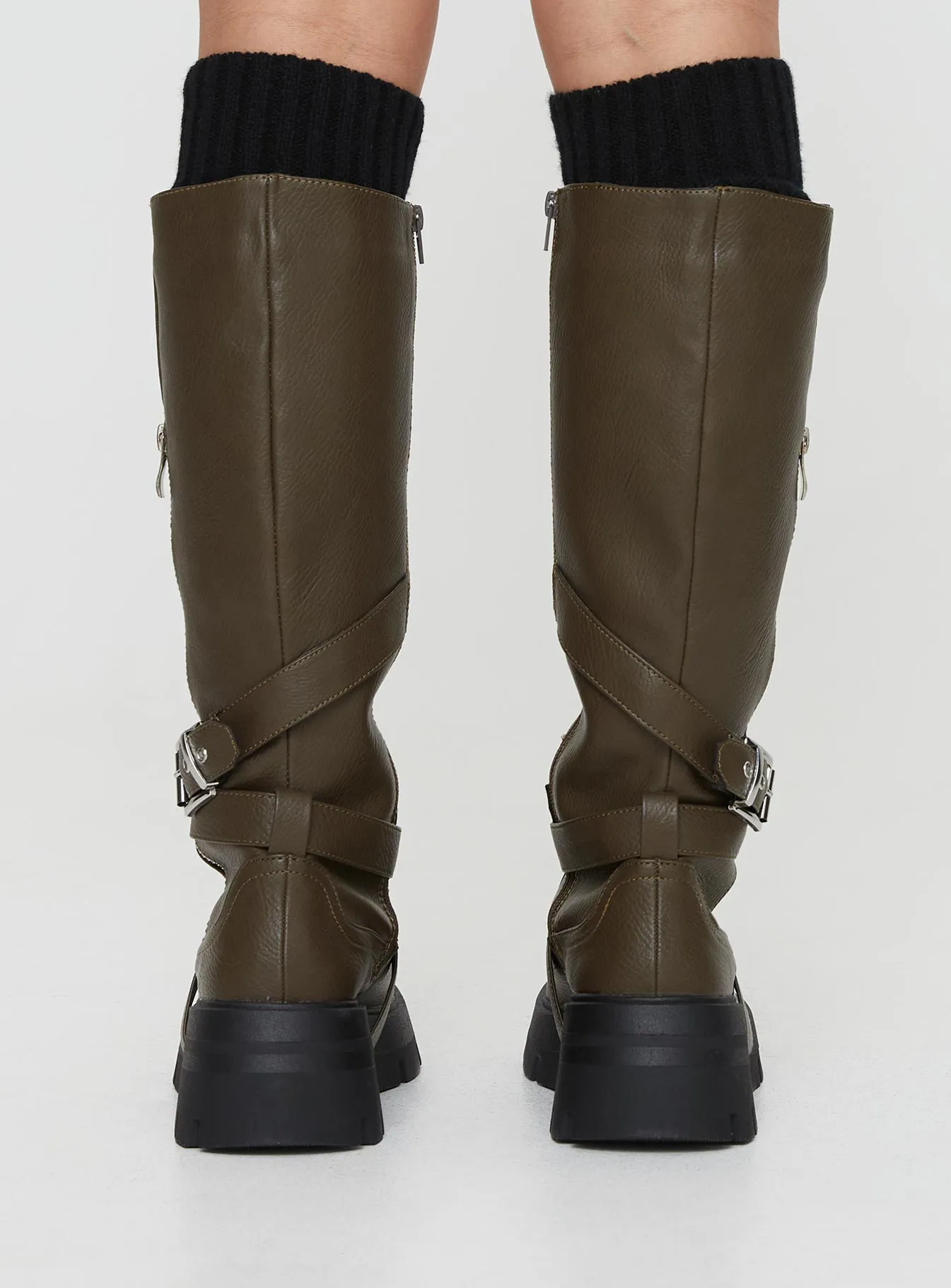 Featherweight Fit Quinn Knee High Boots Olive