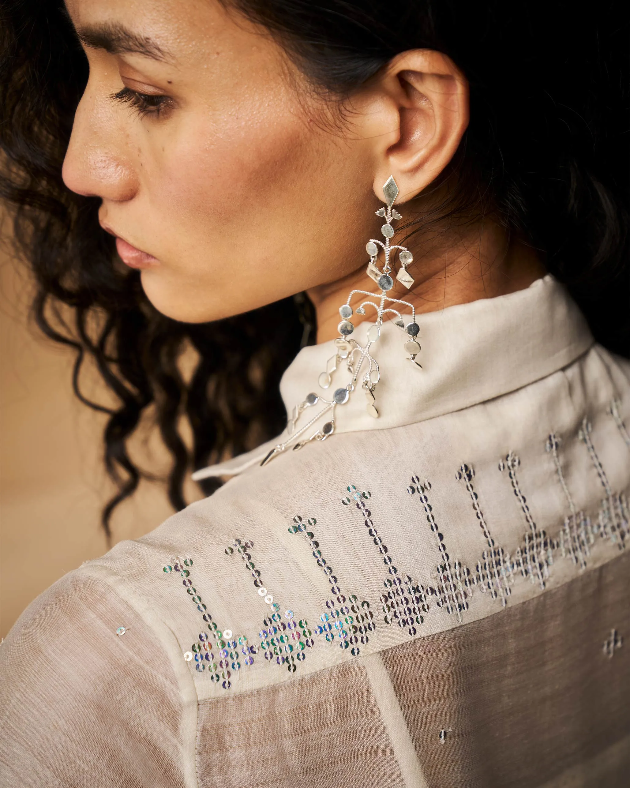 Art Inspired Qurbat Dress with Slip - Ivory Hand Embroidered