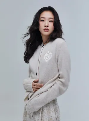 RACCOON BLENDED CARDIGAN ROUND NECK SPADE_IVORY Lightweight Thermal Weave Warm Outfit