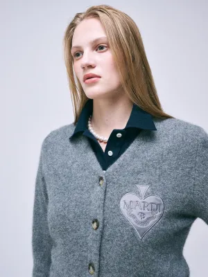 RACCOON BLENDED CARDIGAN V NECK SPADE_GREY HeatTrapping Fibers Wrinkle Resistant Finish