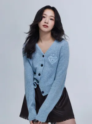 Neutral Style RACCOON BLENDED CARDIGAN V NECK SPADE_MINT