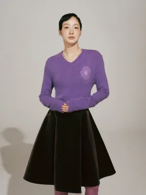 Four Way Stretch RACCOON BLENDED V NECK_PURPLE