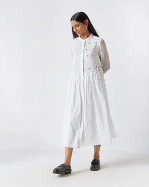 Travel-friendly Chic Wear Rayna Dress - White Embroidery