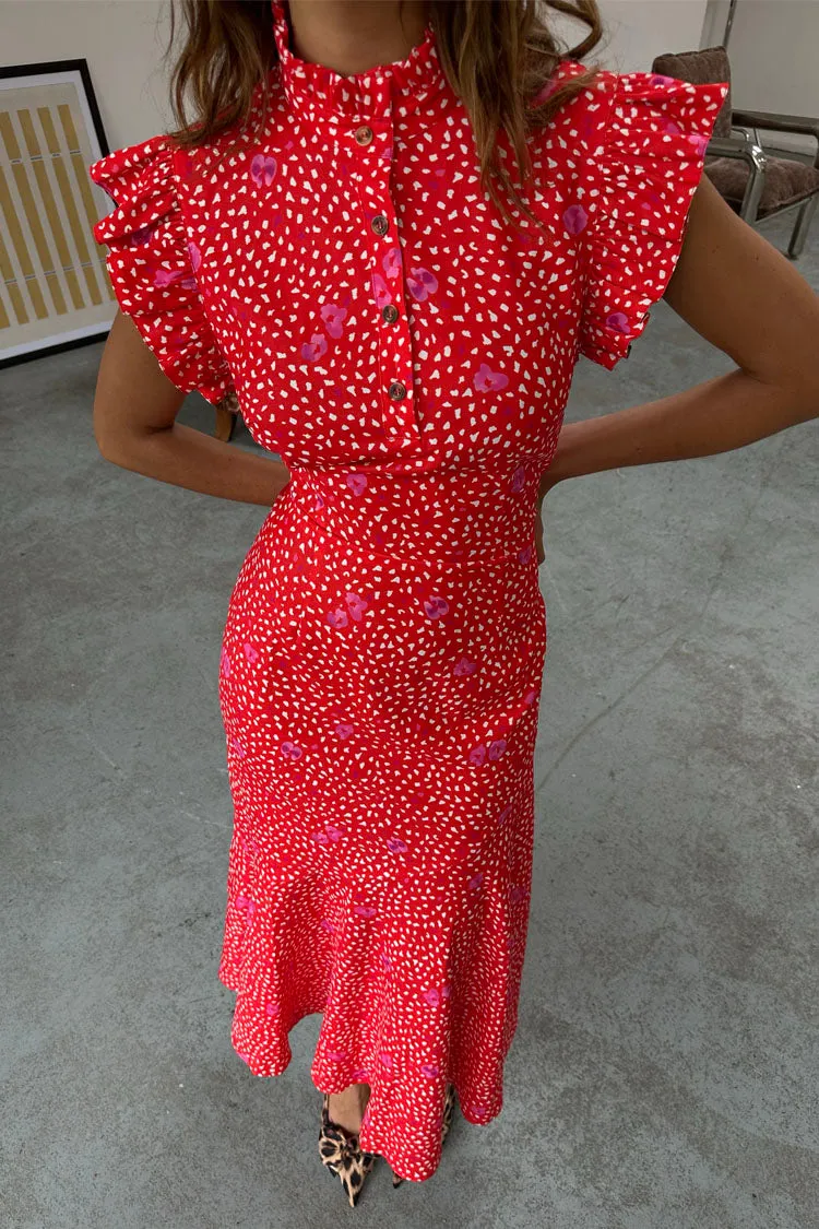 Red Floral Remi Dress Everyday-Use