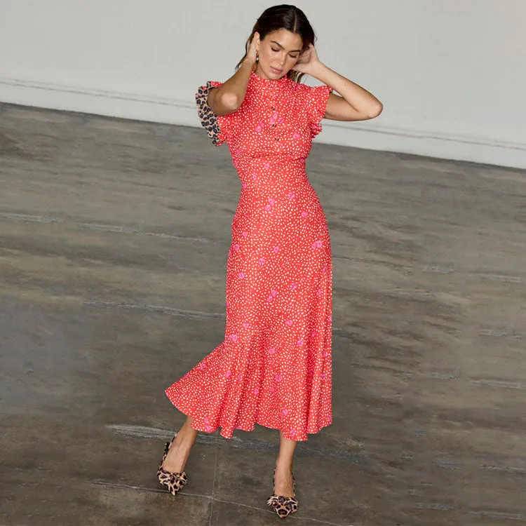 Elegant holiday wear Red Floral Remi Dress