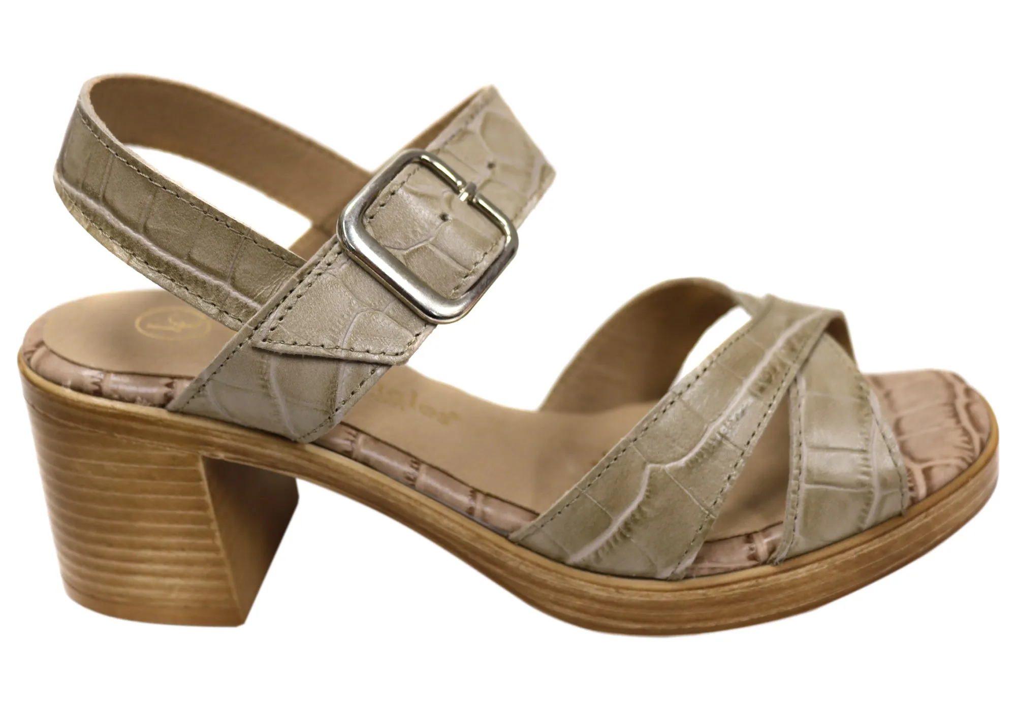 Lola Canales Rose Womens Comfort Leather Sandals Heels Made In Spain Casual Office Heels Subtle Shine