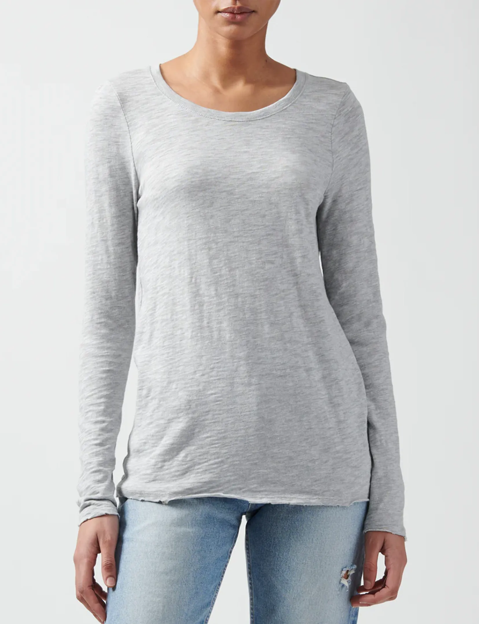 Long Sleeve Destroyed Wash Crew, Heather Grey Street Smart