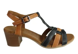 Bold Open Toe Heels Orizonte Candi Womens European Leather Mid Heel Comfortable Sandals