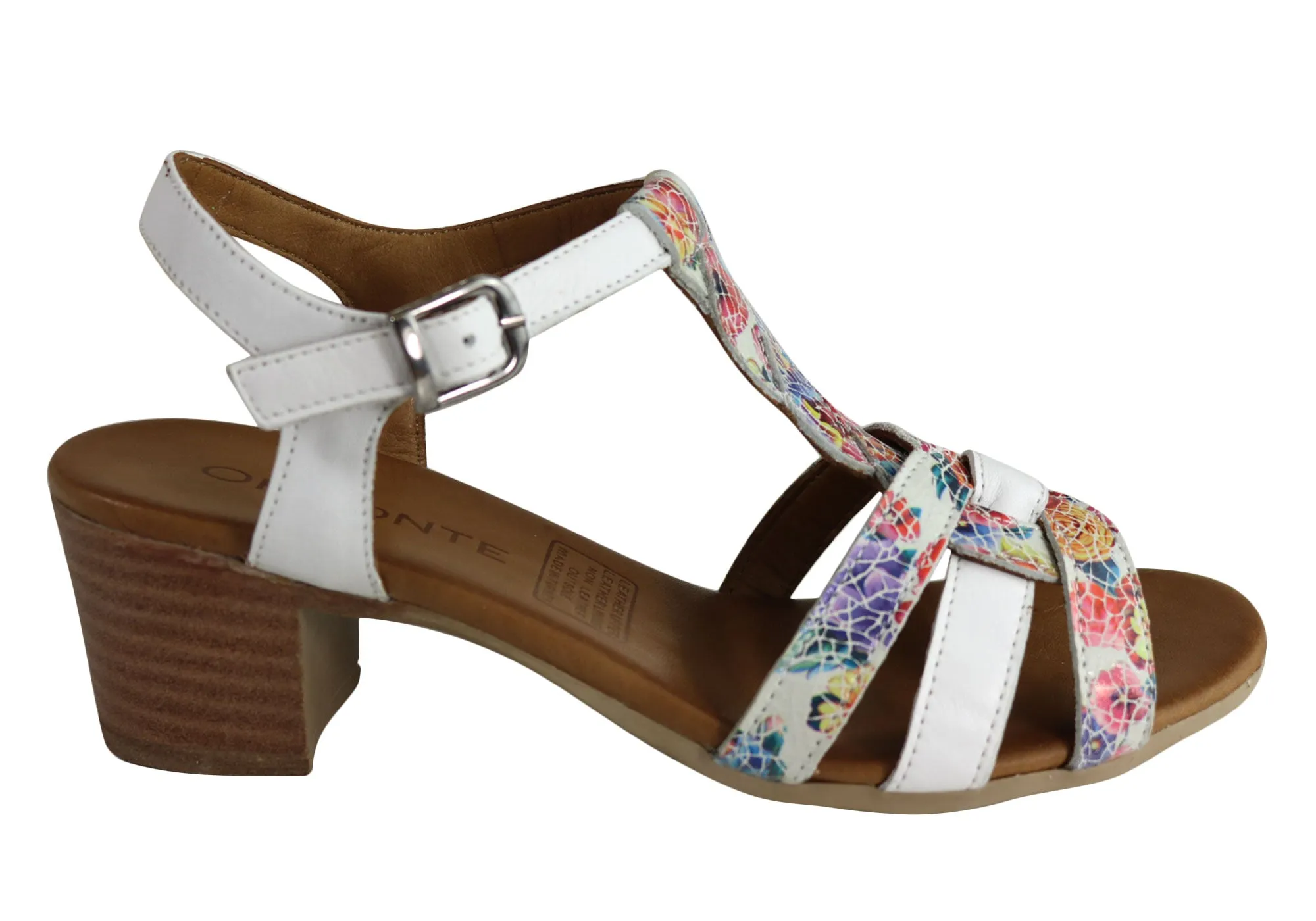 High Heel Pumps Orizonte Candi Womens European Leather Mid Heel Comfortable Sandals