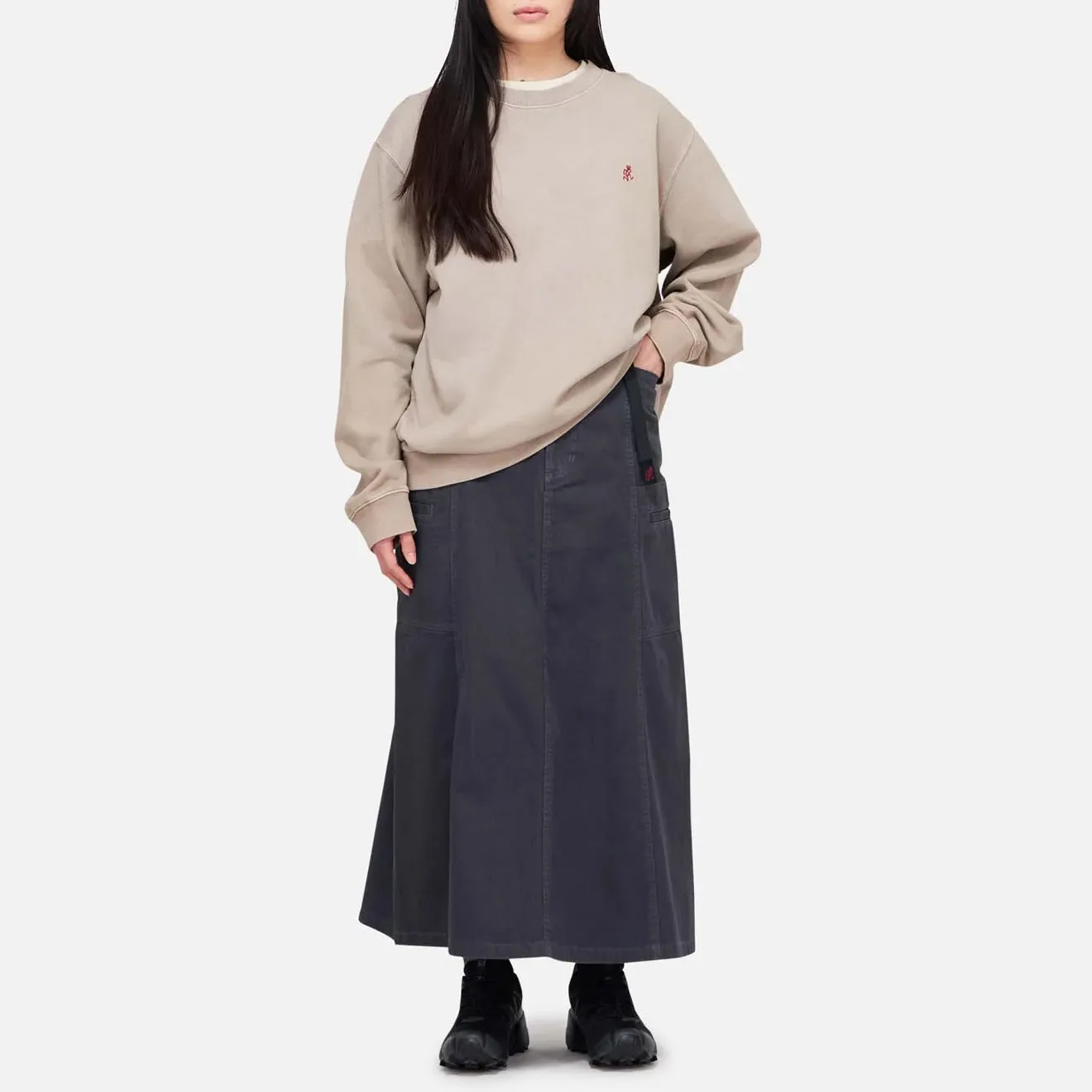 Gramicci Womens Voyager Skirt Fossil Grey Pigment Simple Outfit Sharp Look