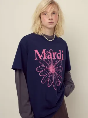 graduation Sleek Layer UNISEX TSHIRT FLOWERMARDI_NAVY PINK