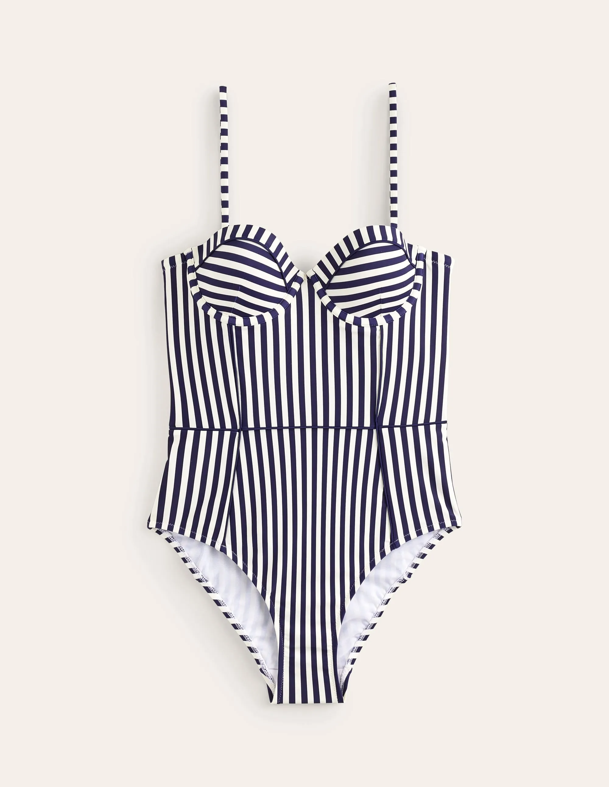 adult style Rhodes Cup-Size Swimsuit-Navy, Ivory Stripe