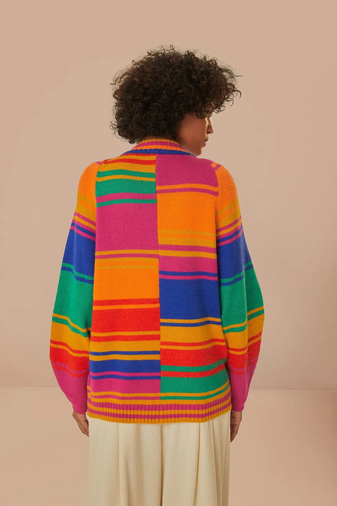 Bold Stripes Knit Cardigan Simple Outfit